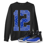 Jordan 12 Hyper Royal Sneaker Match Tees Bandana 12 Sneaker Tees Jordan 12 Hyper Royal Sneaker Release Tees Unisex Shirts