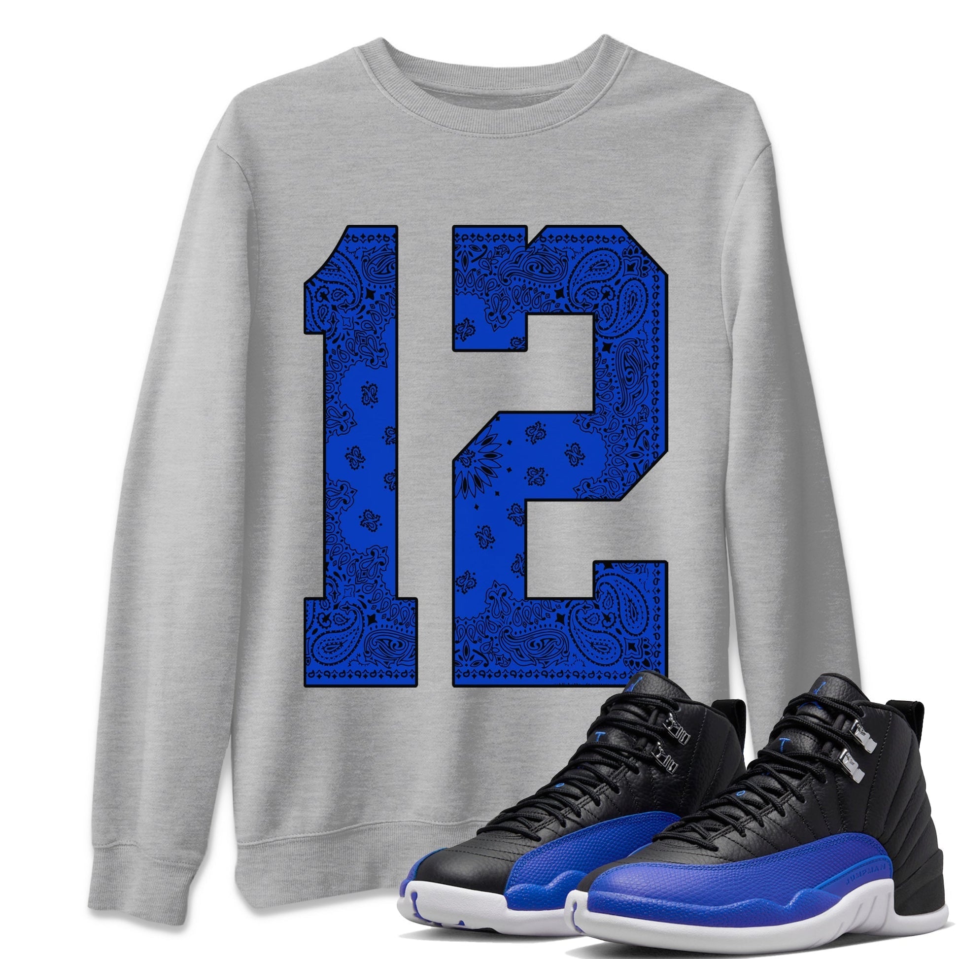 Jordan 12 Hyper Royal Sneaker Match Tees Bandana 12 Sneaker Tees Jordan 12 Hyper Royal Sneaker Release Tees Unisex Shirts