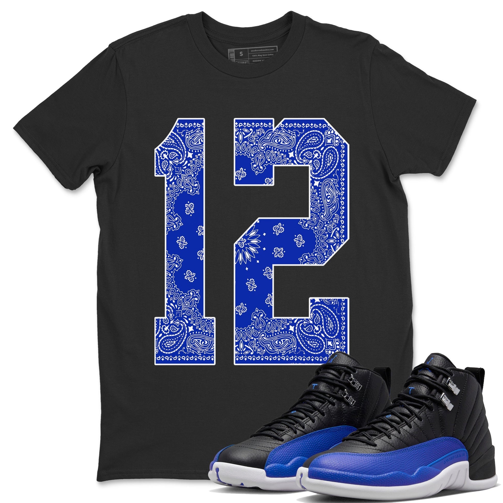 Jordan 12 Hyper Royal Sneaker Match Tees Bandana 12 Sneaker Tees Jordan 12 Hyper Royal Sneaker Release Tees Unisex Shirts