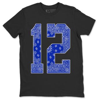 Jordan 12 Hyper Royal Sneaker Match Tees Bandana 12 Sneaker Tees Jordan 12 Hyper Royal Sneaker Release Tees Unisex Shirts