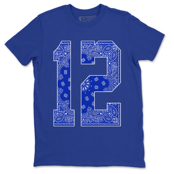 Jordan 12 Hyper Royal Sneaker Match Tees Bandana 12 Sneaker Tees Jordan 12 Hyper Royal Sneaker Release Tees Unisex Shirts