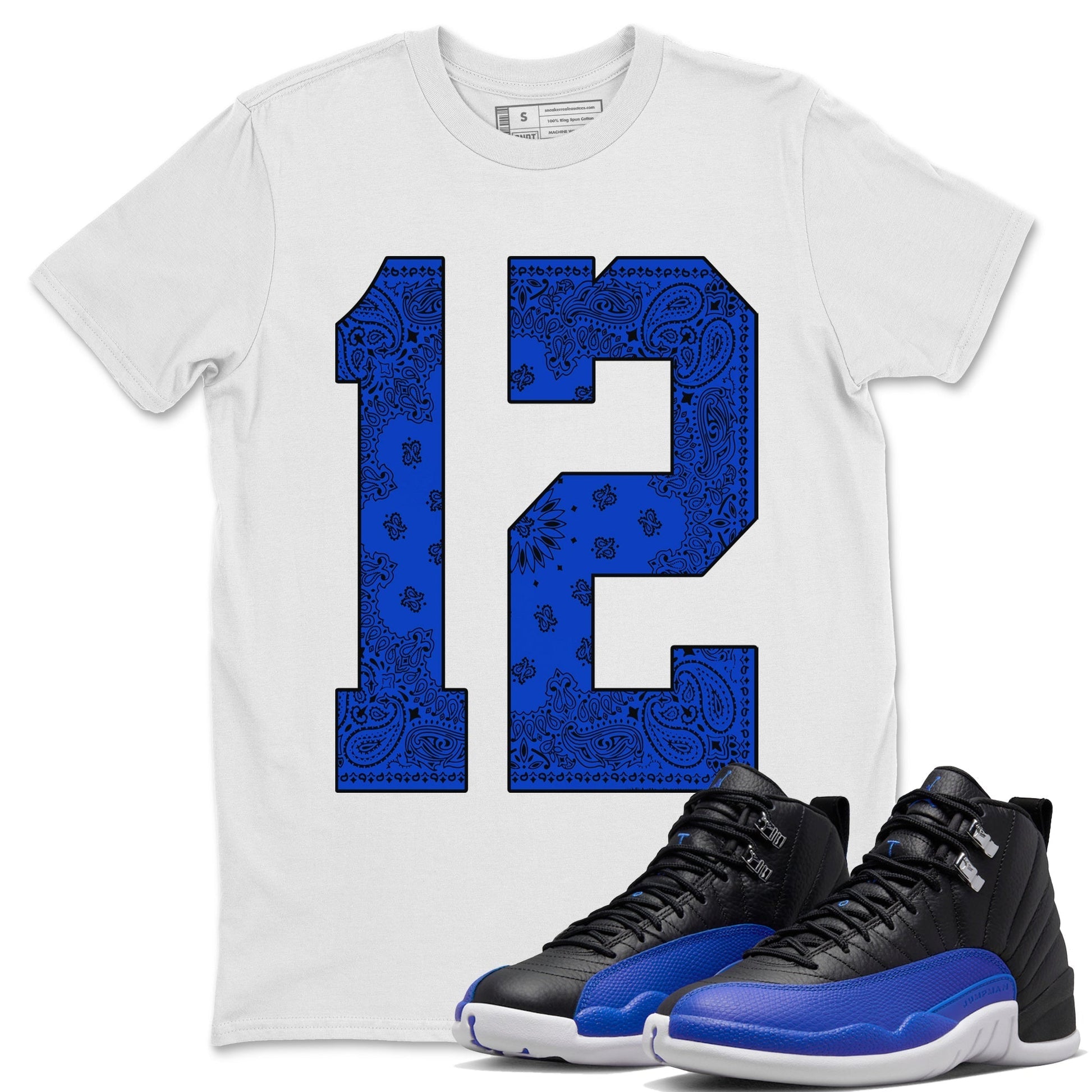 Jordan 12 Hyper Royal Sneaker Match Tees Bandana 12 Sneaker Tees Jordan 12 Hyper Royal Sneaker Release Tees Unisex Shirts