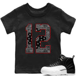 Jordan 12 Playoffs Sneaker Match Tees Bandana 12 Sneaker Tees Jordan 12 Playoffs Sneaker Release Tees Kids Shirts