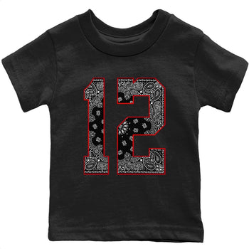 Jordan 12 Playoffs Sneaker Match Tees Bandana 12 Sneaker Tees Jordan 12 Playoffs Sneaker Release Tees Kids Shirts