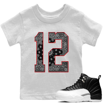 Jordan 12 Playoffs Sneaker Match Tees Bandana 12 Sneaker Tees Jordan 12 Playoffs Sneaker Release Tees Kids Shirts