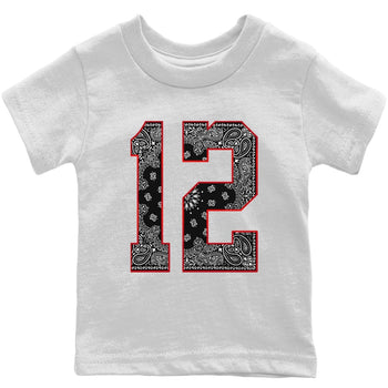 Jordan 12 Playoffs Sneaker Match Tees Bandana 12 Sneaker Tees Jordan 12 Playoffs Sneaker Release Tees Kids Shirts