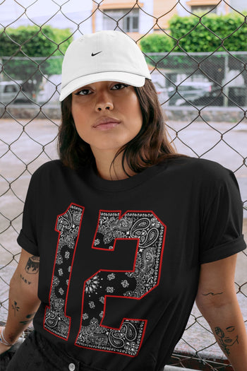 Jordan 12 Playoffs Sneaker Match Tees Bandana 12 Sneaker Tees Jordan 12 Playoffs Sneaker Release Tees Unisex Shirts