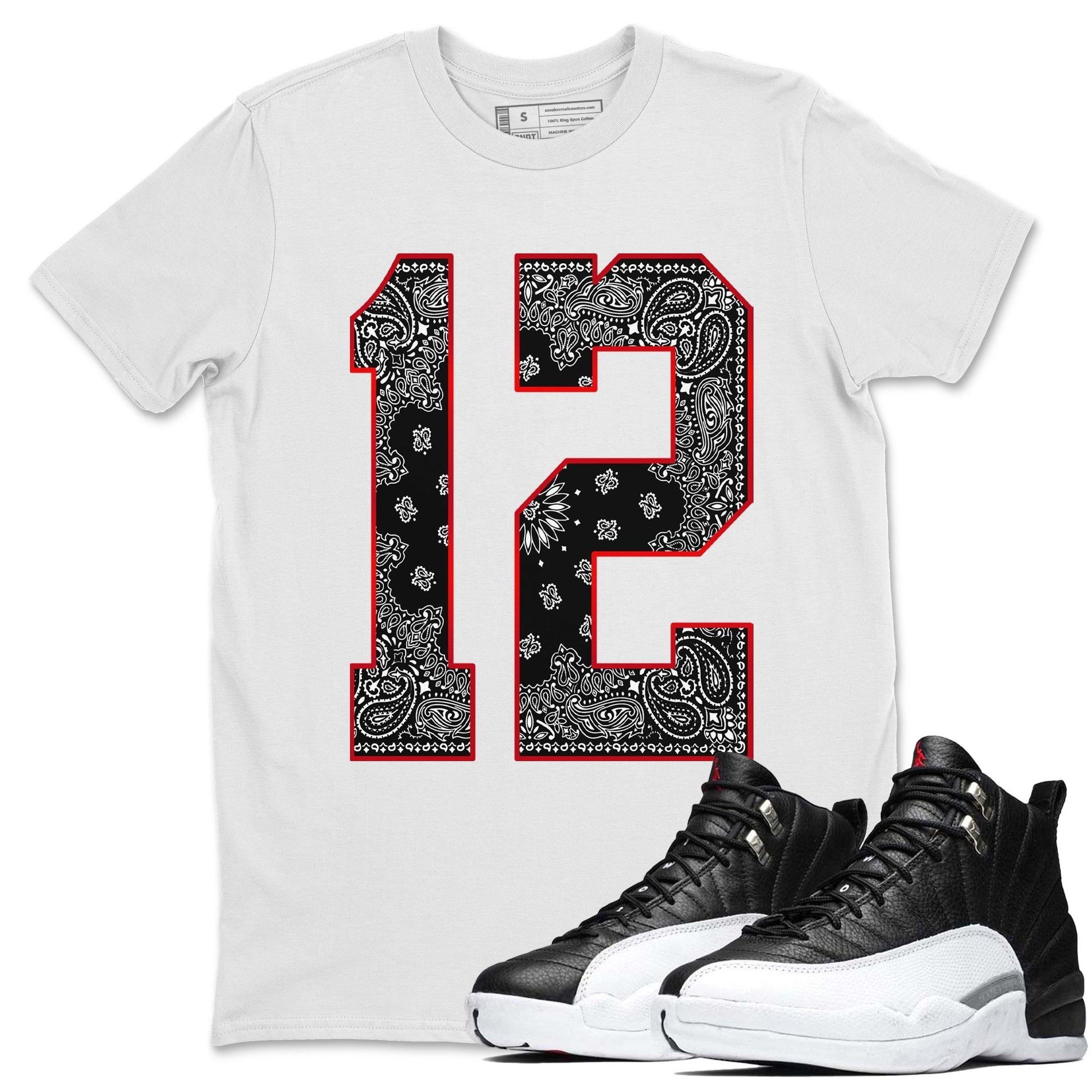 Jordan 12 Playoffs Sneaker Match Tees Bandana 12 Sneaker Tees Jordan 12 Playoffs Sneaker Release Tees Unisex Shirts