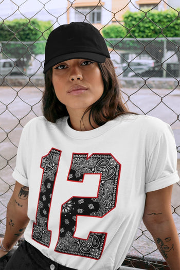 Jordan 12 Playoffs Sneaker Match Tees Bandana 12 Sneaker Tees Jordan 12 Playoffs Sneaker Release Tees Unisex Shirts