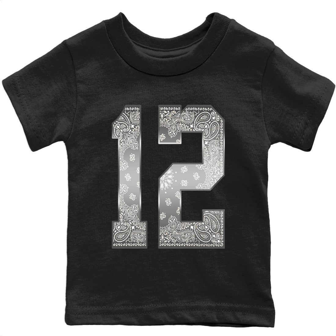 Jordan 12 Stealth Sneaker Match Tees Bandana 12 Sneaker Tees Jordan 12 Stealth Sneaker Release Tees Kids Shirts