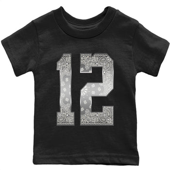 Jordan 12 Stealth Sneaker Match Tees Bandana 12 Sneaker Tees Jordan 12 Stealth Sneaker Release Tees Kids Shirts
