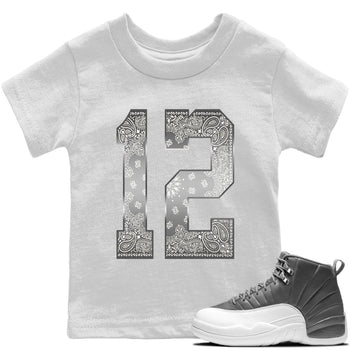 Jordan 12 Stealth Sneaker Match Tees Bandana 12 Sneaker Tees Jordan 12 Stealth Sneaker Release Tees Kids Shirts