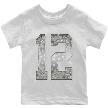 Jordan 12 Stealth Sneaker Match Tees Bandana 12 Sneaker Tees Jordan 12 Stealth Sneaker Release Tees Kids Shirts