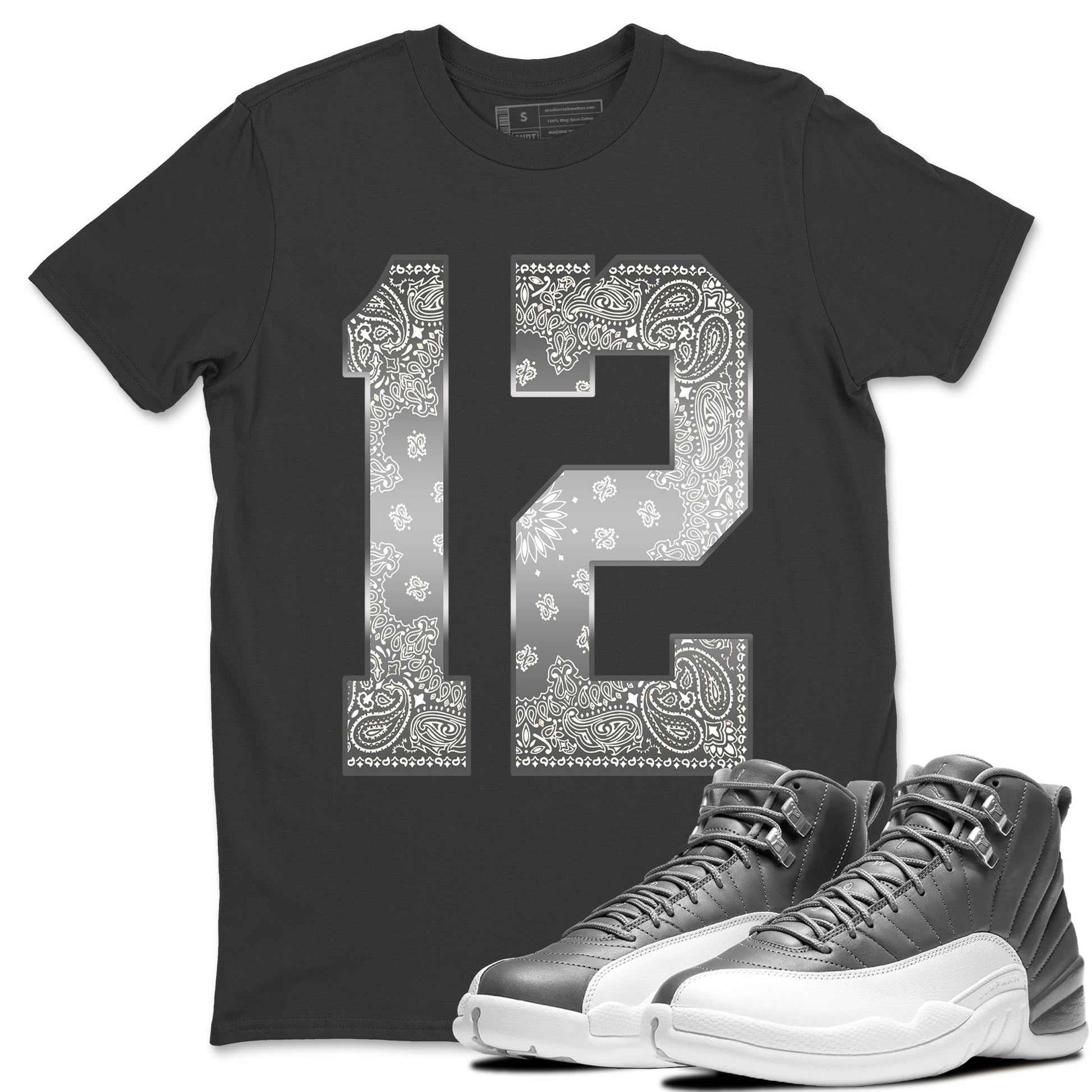 Jordan 12 Stealth Sneaker Match Tees Bandana 12 Sneaker Tees Jordan 12 Stealth Sneaker Release Tees Unisex Shirts