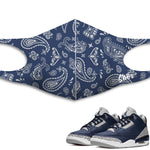 Air Jordan 3 Retro Midnight Navy Sneaker Matching Unisex Adult Premium Face Mask Bandana Print design Mask