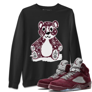Jordan 5 Retro Burgundy Sneaker Match Tees Bandana Bear Sneaker Tees Jordan 5 Retro Burgundy SNRT Sneaker Release Tees Short Sleeve T-Shirt Black 1