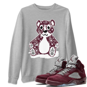 Jordan 5 Retro Burgundy Sneaker Match Tees Bandana Bear Sneaker Tees Jordan 5 Retro Burgundy SNRT Sneaker Release Tees Short Sleeve T-Shirt Heather Grey 1