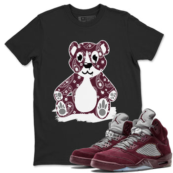 Jordan 5 Retro Burgundy Sneaker Match Tees Bandana Bear Sneaker Tees Jordan 5 Retro Burgundy SNRT SNRT Sneaker Release Tees Short Sleeve T-Shirt Black 1