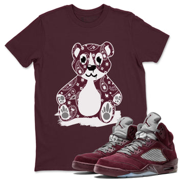 Jordan 5 Retro Burgundy Sneaker Match Tees Bandana Bear Sneaker Tees Jordan 5 Retro Burgundy SNRT Sneaker Release Tees Short Sleeve T-Shirt Maroon 1