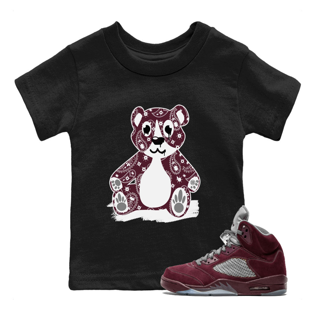 Jordan 4 Retro Burgundy Sneaker Match Tees Bandana Bear Sneaker Tees Air Jordan 5 Burgundy SNRT Sneaker Release Tees Kids, Youth, Baby Clothing Black 1