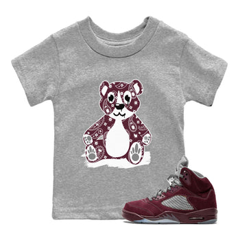 Jordan 4 Retro Burgundy Sneaker Match Tees Bandana Bear Sneaker Tees Air Jordan 5 Burgundy SNRT Sneaker Release Tees Kids, Youth, Baby Clothing Heather Grey 1