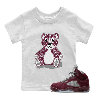Jordan 4 Retro Burgundy Sneaker Match Tees Bandana Bear Sneaker Tees Air Jordan 5 Burgundy SNRT Sneaker Release Tees Kids, Youth, Baby Clothing White 1