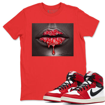 Jordan 1 Chicago Sneaker Match Tees Bandana Lips Sneaker Tees Jordan 1 Chicago Sneaker Release Tees Unisex Shirts