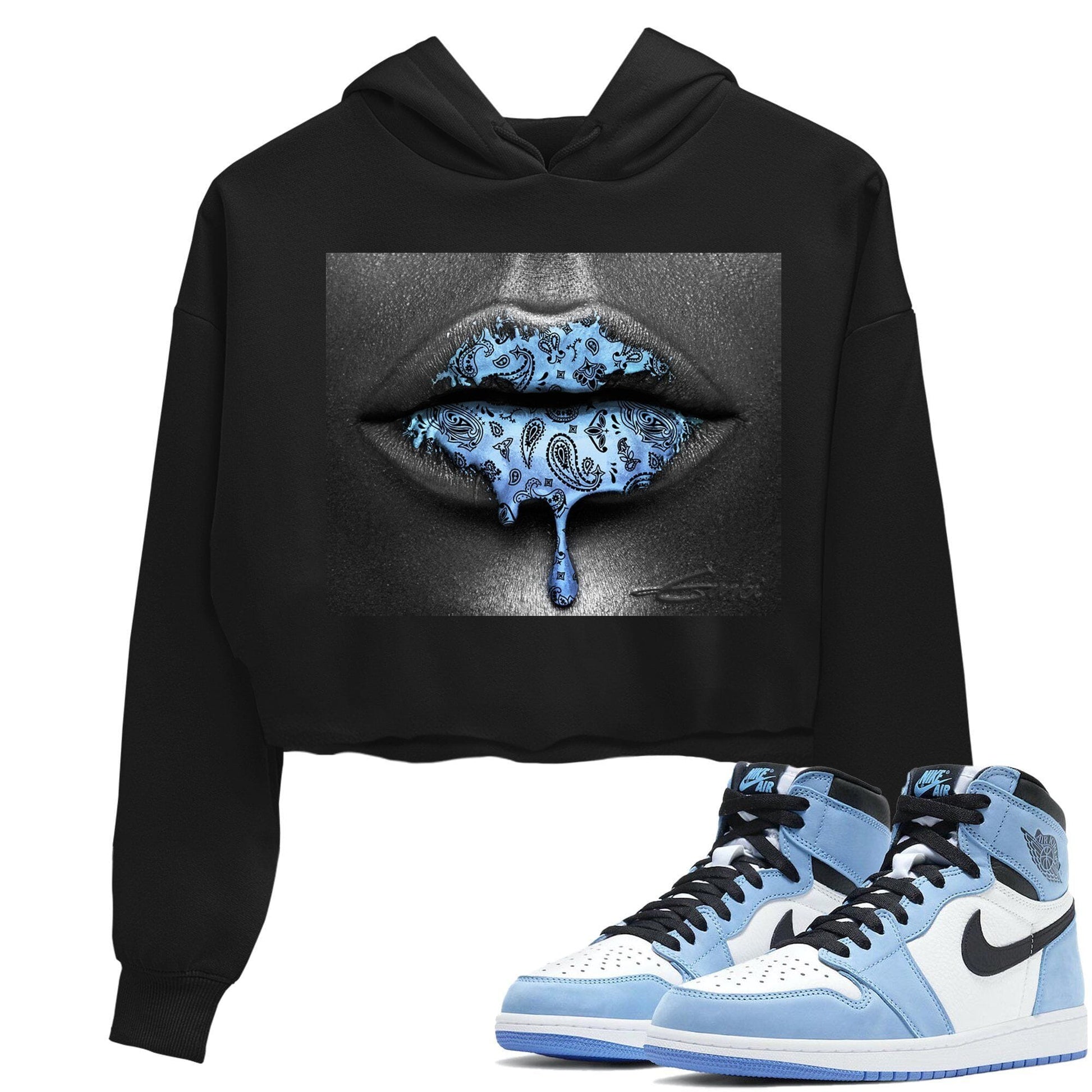 Jordan 1 University Blue Sneaker Match Tees Bandana Lips Sneaker Tees Jordan 1 University Blue Sneaker Release Tees Women's Shirts