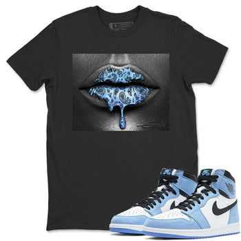 Jordan 1 University Blue Sneaker Match Tees Bandana Lips Sneaker Tees Jordan 1 University Blue Sneaker Release Tees Unisex Shirts