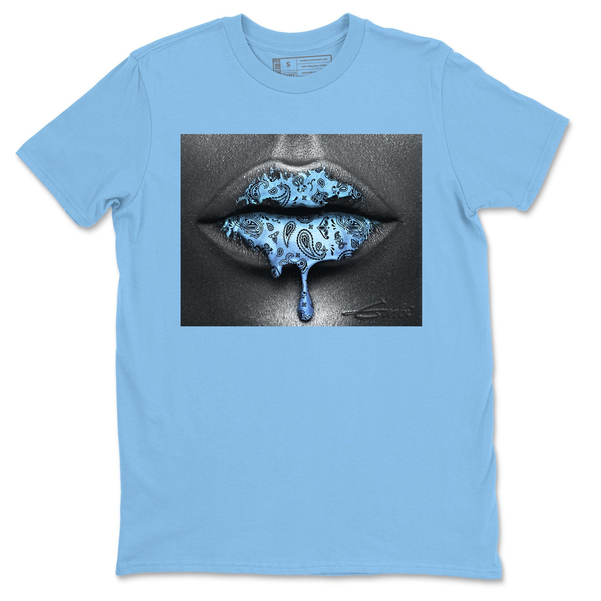 Jordan 1 University Blue Sneaker Match Tees Bandana Lips Sneaker Tees Jordan 1 University Blue Sneaker Release Tees Unisex Shirts