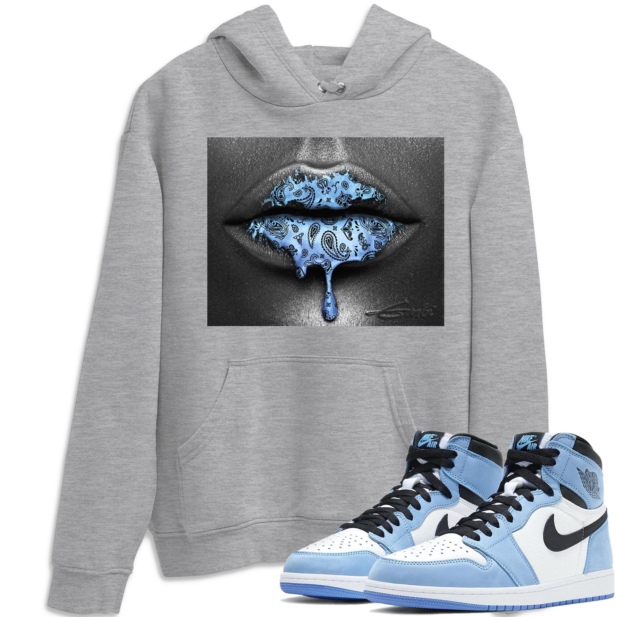 Jordan 1 University Blue Sneaker Match Tees Bandana Lips Sneaker Tees Jordan 1 University Blue Sneaker Release Tees Unisex Shirts