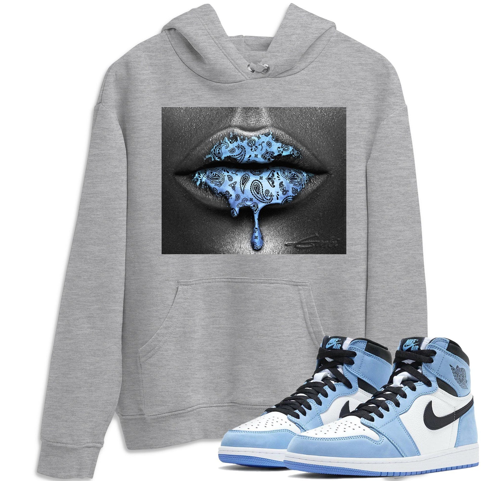 Jordan 1 University Blue Sneaker Match Tees Bandana Lips Sneaker Tees Jordan 1 University Blue Sneaker Release Tees Unisex Shirts