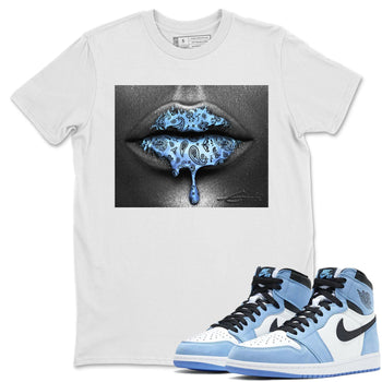 Jordan 1 University Blue Sneaker Match Tees Bandana Lips Sneaker Tees Jordan 1 University Blue Sneaker Release Tees Unisex Shirts