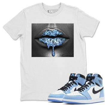 Jordan 1 University Blue Sneaker Match Tees Bandana Lips Sneaker Tees Jordan 1 University Blue Sneaker Release Tees Unisex Shirts