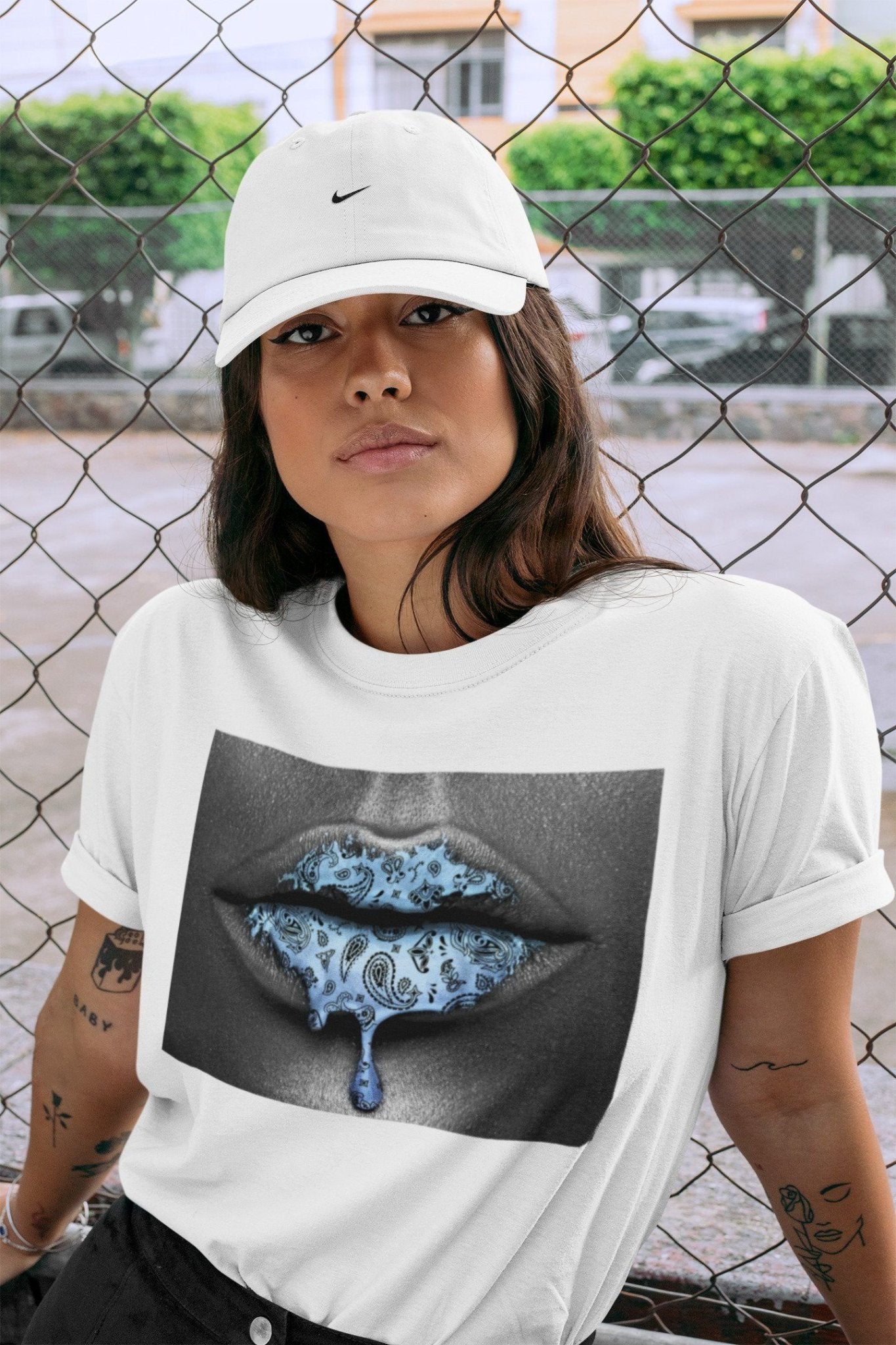 Jordan 1 University Blue Sneaker Match Tees Bandana Lips Sneaker Tees Jordan 1 University Blue Sneaker Release Tees Unisex Shirts