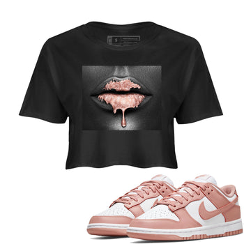 Dunk Low WMNS Rose Whisper shirt to match jordans Bandana Lips sneaker tees Dunk Rose Whisper SNRT Sneaker Release Tees Black 1 Crop T-Shirt