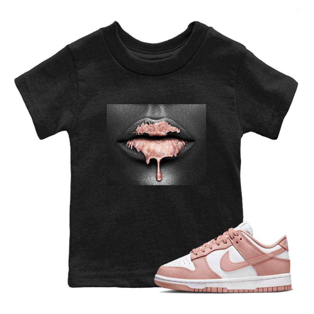Dunk Low WMNS Rose Whisper shirt to match jordans Bandana Lips sneaker tees Dunk Rose Whisper SNRT Sneaker Release Tees Baby Toddler Kids Black 1 T-Shirt