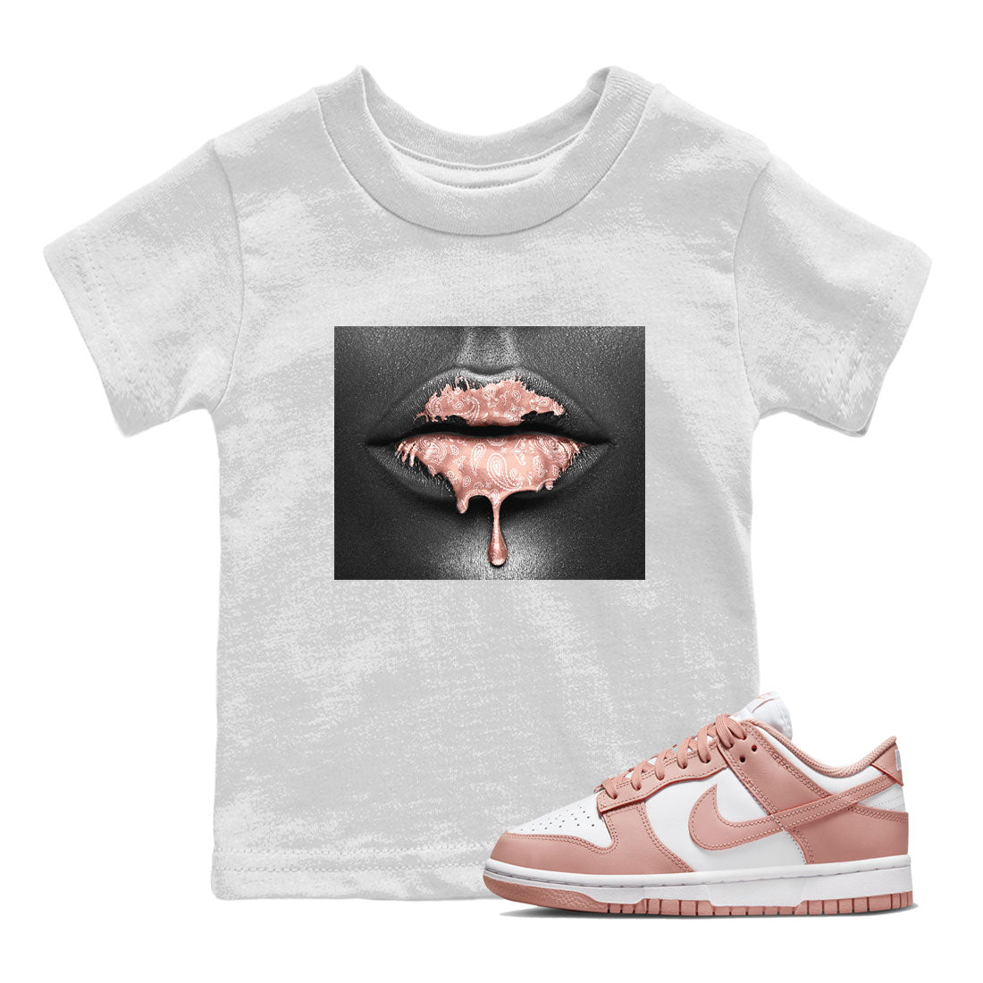 Dunk Low WMNS Rose Whisper shirt to match jordans Bandana Lips sneaker tees Dunk Rose Whisper SNRT Sneaker Release Tees Baby Toddler Kids White 1 T-Shirt