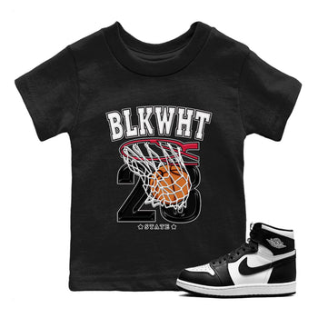 Air Jordan 1 Black White Sneaker Match Tees Basketball Sneaker Tees Air Jordan 1 Black White Sneaker Release Tees Kids Shirts