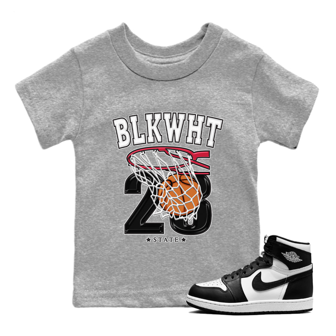 Air Jordan 1 Black White Sneaker Match Tees Basketball Sneaker Tees Air Jordan 1 Black White Sneaker Release Tees Kids Shirts