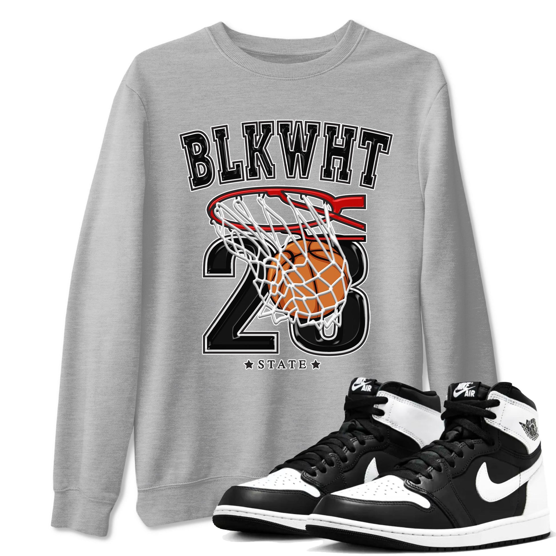 1s Black White shirt to match jordans Basketball sneaker tees Air Jordan 1 Black White SNRT Sneaker Release Tees unisex cotton Heather Grey 1 crew neck shirt