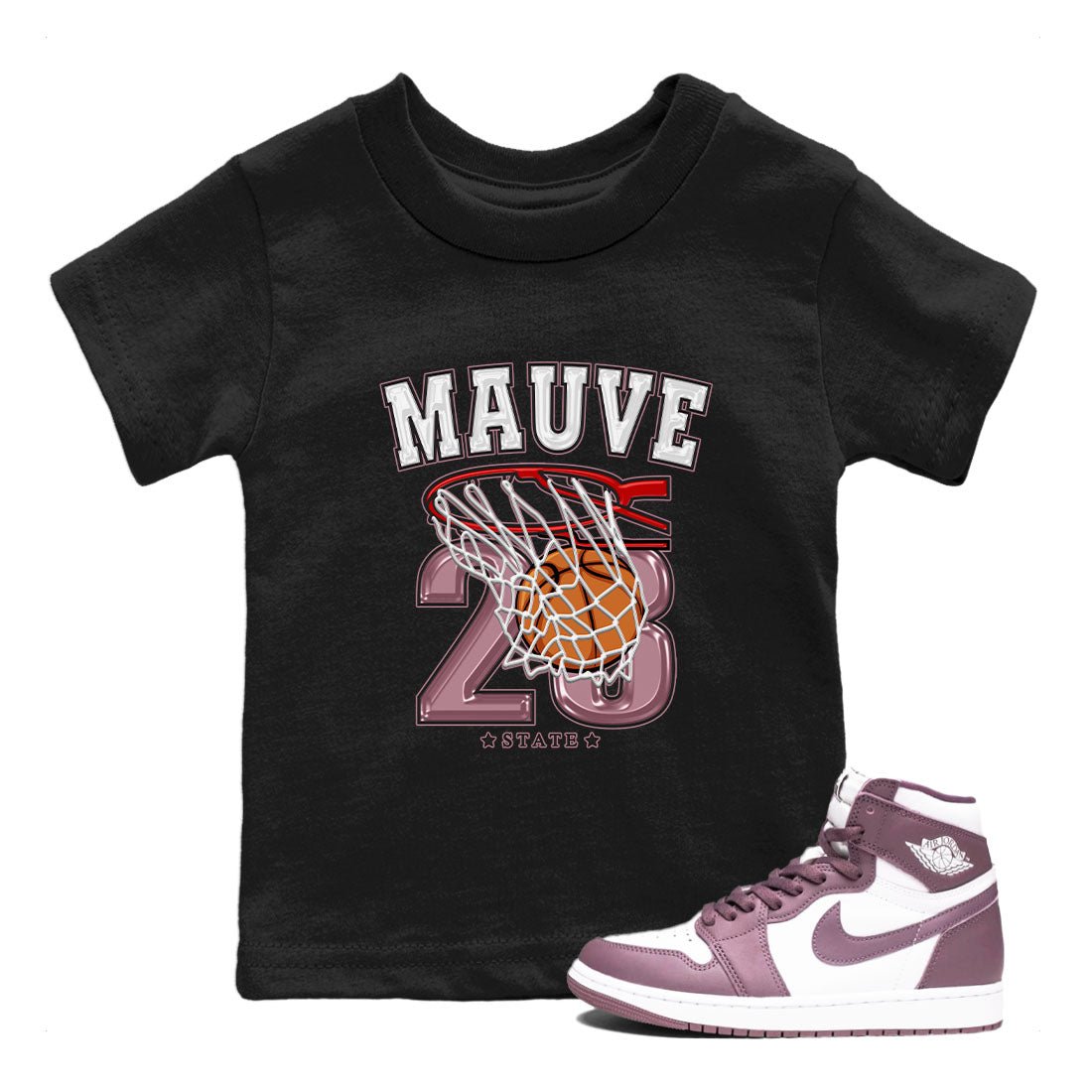 Air Jordan 1 Mauve shirt to match jordans Basketball sneaker tees AJ1 Mauve SNRT Sneaker Tees Sneaker Matching Clothing Brand Baby Toddler Black 1 T-Shirt
