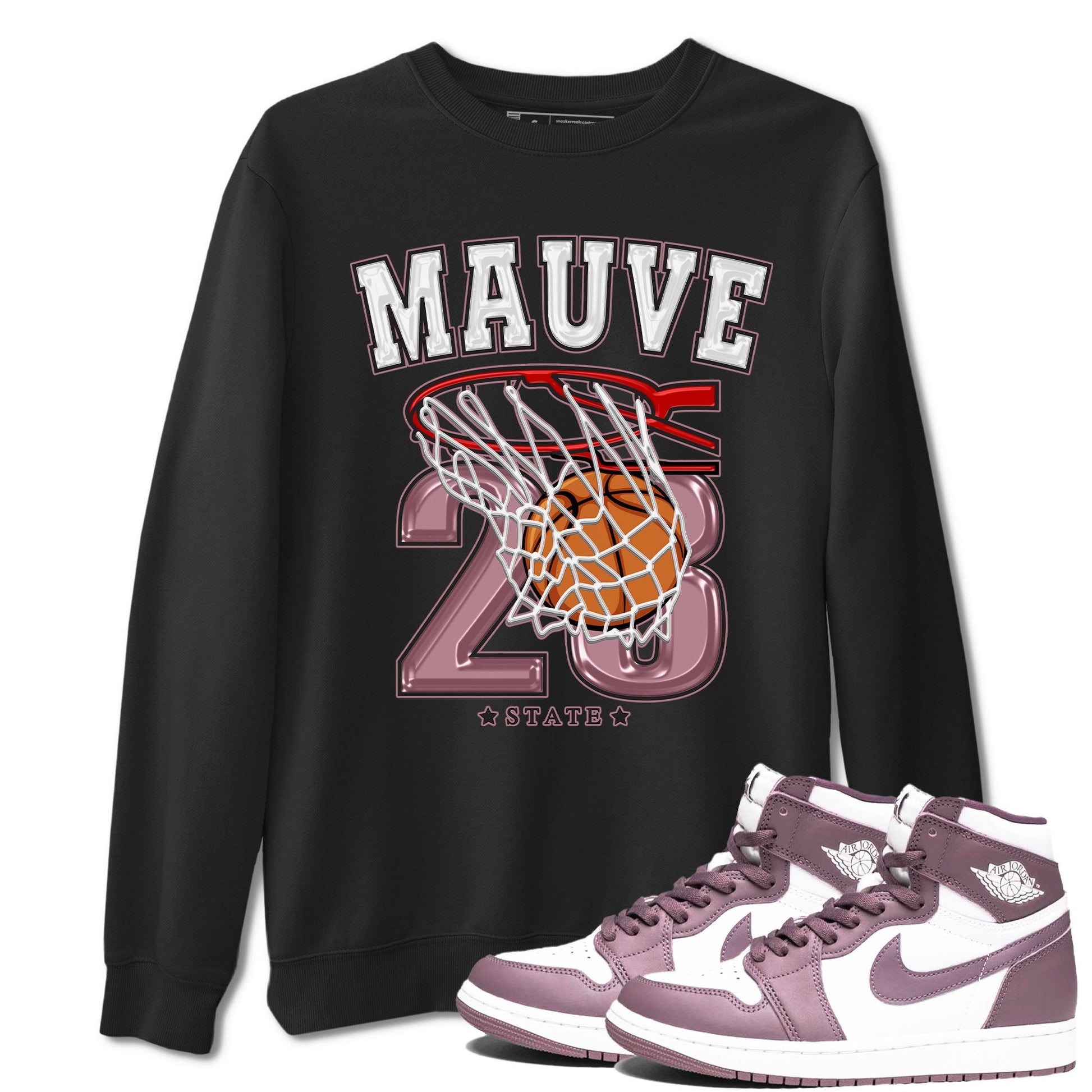 Air Jordan 1 Mauve shirt to match jordans Basketball sneaker tees AJ1 Mauve SNRT Sneaker Tees Sneaker Matching Clothing Brand Unisex Sneaker Tee Black 1 T-Shirt