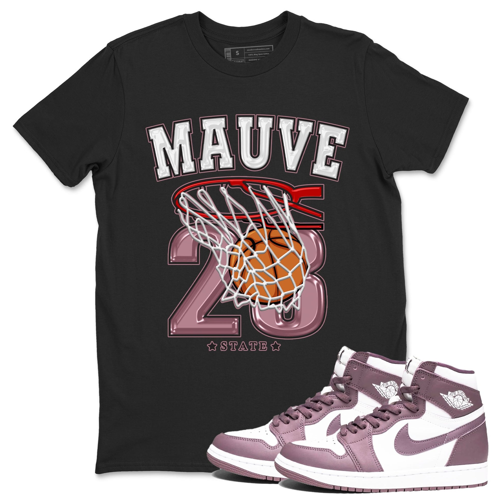 Air Jordan 1 Mauve shirt to match jordans Basketball sneaker tees AJ1 Mauve SNRT Sneaker Tees Sneaker Matching Clothing Brand Unisex Sneaker Tee Black 1 T-Shirt