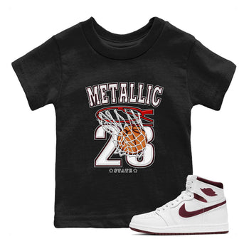 AJ1 Metalic Burgundy shirt to match jordans Basketball sneaker tees Air Jordan 1 Metalic Burgundy SNRT sneaker release tees baby toddler Black 1 cotton Shirt
