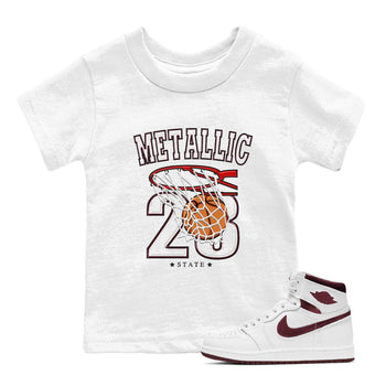 AJ1 Metalic Burgundy shirt to match jordans Basketball sneaker tees Air Jordan 1 Metalic Burgundy SNRT sneaker release tees baby toddler White 1 cotton Shirt