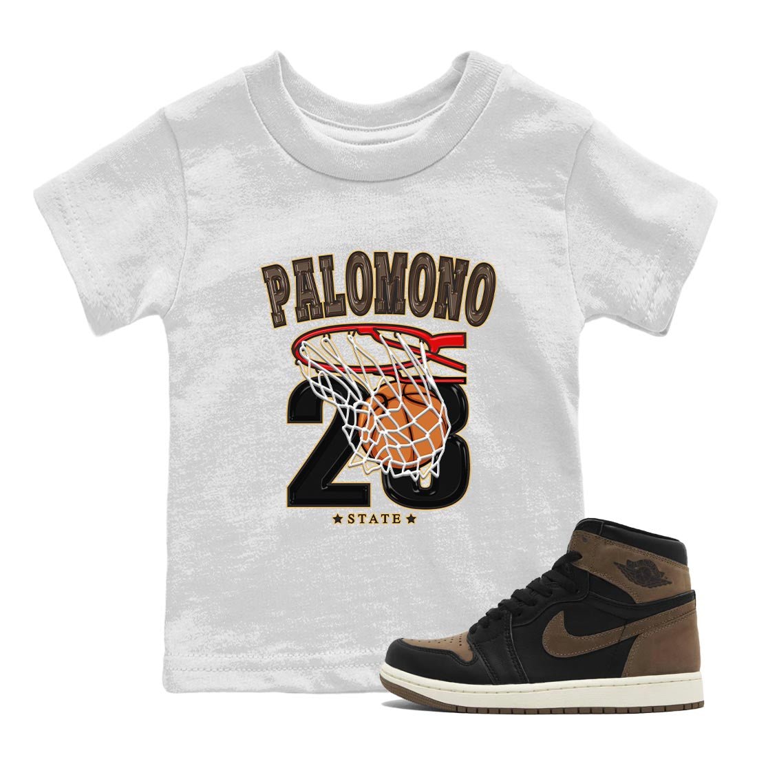 Air Jordan 1 Palomino shirt to match jordans Basketball sneaker tees Crew Neck Jordan 1 Retro High OG Palomino SNRT Sneaker Release Tees Baby Toddler White 1 T-Shirt