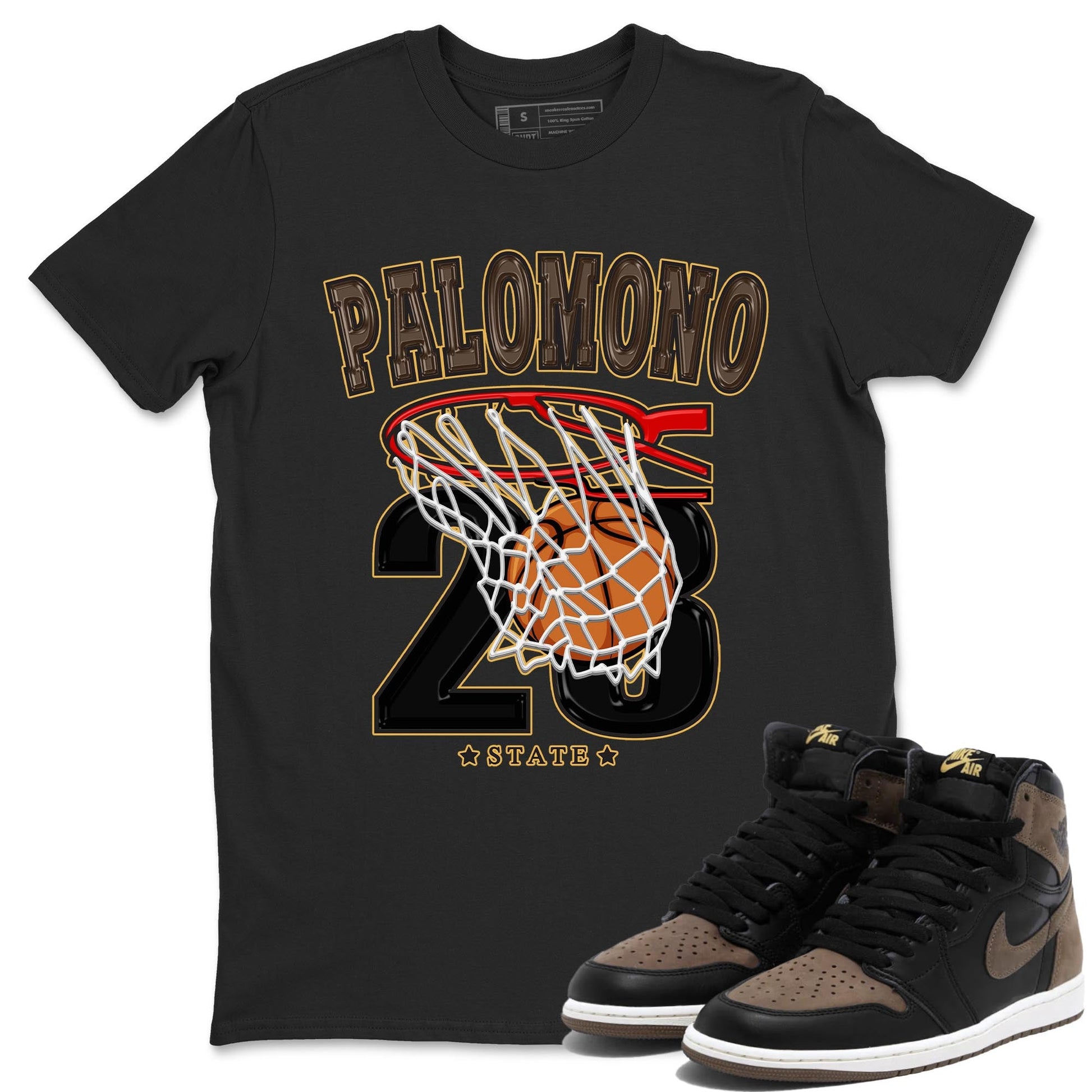 Air Jordan 1 Palomino shirt to match jordans Basketball sneaker tees Crew Neck Jordan 1 Retro High OG Palomino SNRT Sneaker Release Tees Unisex Casual Shirts Black 1 T-Shirt