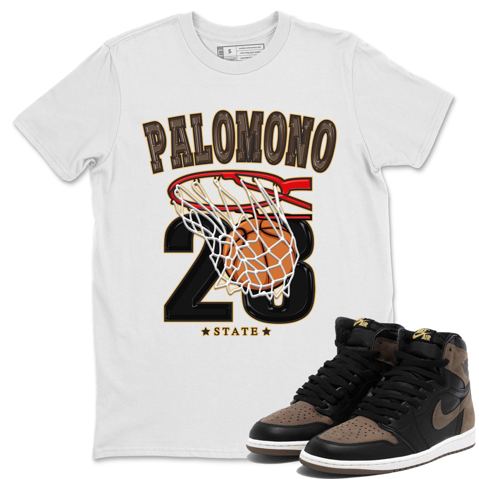 Air Jordan 1 Palomino shirt to match jordans Basketball sneaker tees Crew Neck Jordan 1 Retro High OG Palomino SNRT Sneaker Release Tees Unisex Casual Shirts White 1 T-Shirt