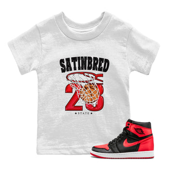 Air Jordan 1 Satin Bred shirt to match jordans Basketball sneaker tees AJ1 Retro Satin Bred SNRT Sneaker Tees Sneaker Matching Clothing Brand Baby Toddler White 1 T-Shirt
